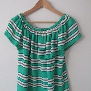 Line + Dot Strapless Off the Shoulder Top
